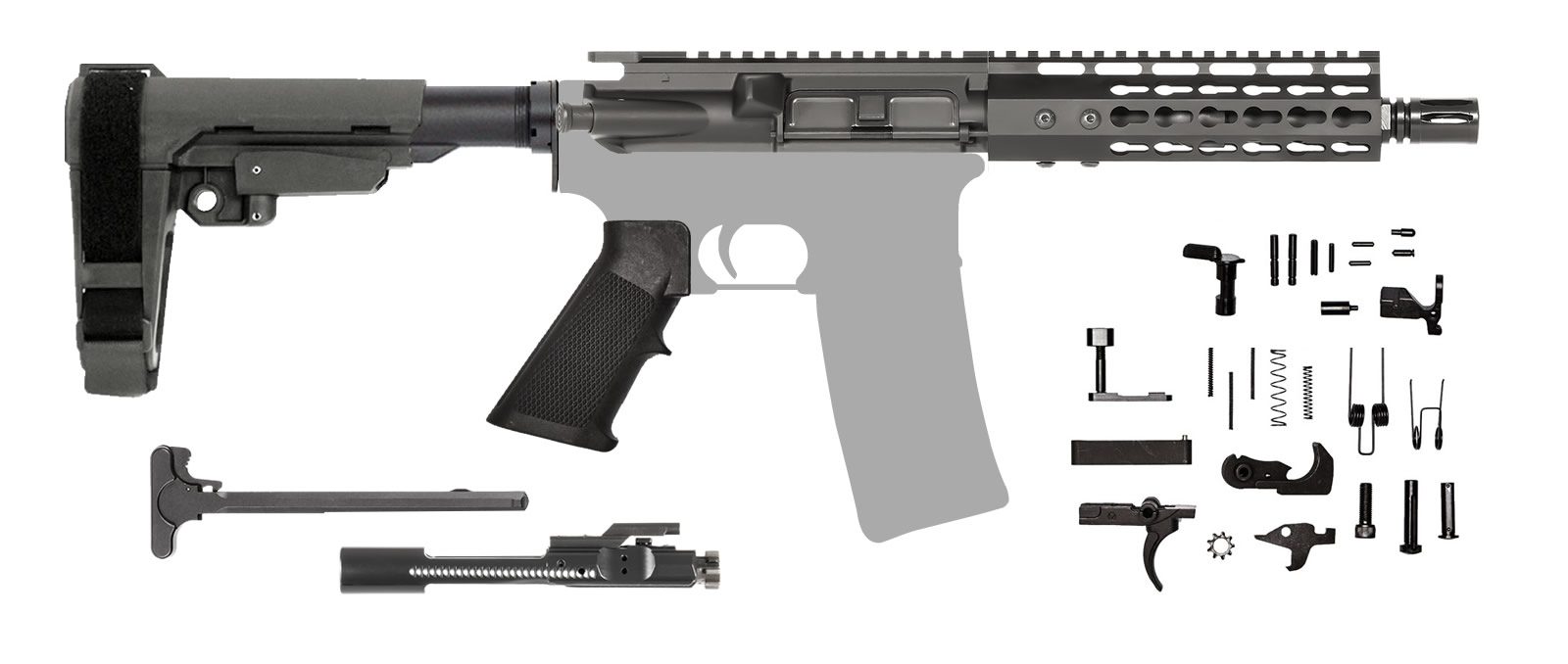 AR-15 AR Pistol Kit – 7.5 Inch / .223 NATO / Keymod / SBA3