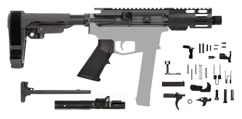 AR-9 5.5" 9mm AR Rifle Kit with 4" M-LOK Hanguard Rail SBA3 Brace