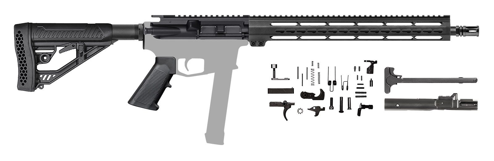 AR-9 Rifle Kit – 16″ 9mm / Non-Locking / 1:10 / 15″ Keymod Handguard ...