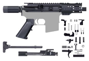 AR-15 Pistol Kit – 5″ MICRO Stainless Steel 7.62x39 / 1:10 / Micro Buffer / 4" Keymod Handguard / BCG / Charging Handle / 205835