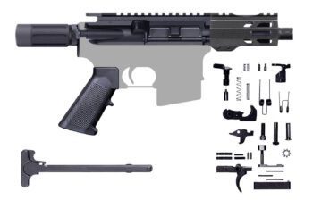 7.62X39 AR-15 Pistol Kit - BCG NOT INCLUDED - 5 INCH STAINLESS MICRO BARREL - 1:10 TWIST / 4 INCH M-LOK Handguard / CH H / LPK / Micro Buffer Tube / A-205-837