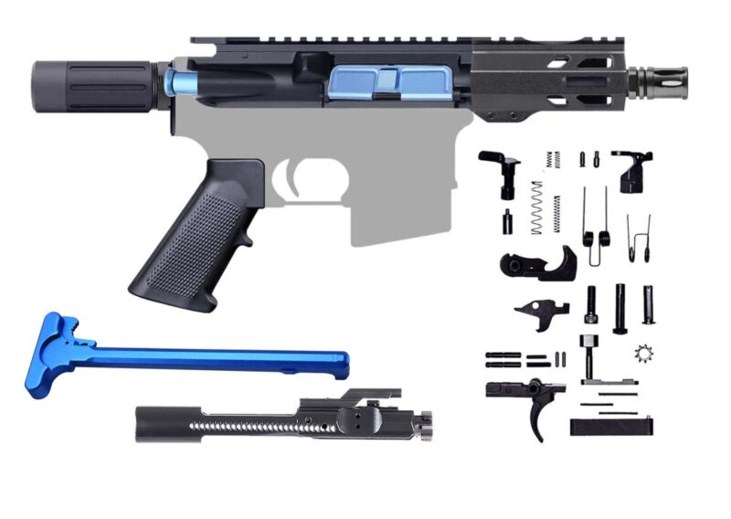 AR-15 Pistol Kit -(PRE-SALE) 5 INCH MICRO 5.56 NATO / 1:5 / Micro Buffer / 4 INCH M-LOK Handguard / BCG / Charging Handle / 205-819 BLUE(PRE-SALE)