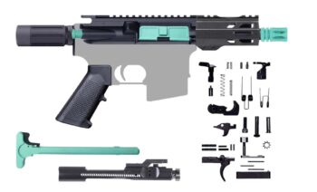 AR-15 Pistol Kit - 5 NCH MICRO 5.56 NATO / 1:5 / Micro Buffer / 4 INCH M-LOK Handguard / BCG / Charging Handle / 205-819 ROBINS EGG