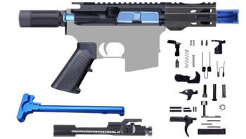 AR-15 Pistol Kit - 5 INCH MICRO 5.56 NATO / 1:5 / Micro Buffer / 4 INCH M-LOK Handguard / BCG / Charging Handle / 205-819 BLUE