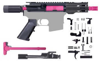 AR-15 Pistol Kit - 5 NCH MICRO 5.56 NATO / 1:5 / Micro Buffer / 4 INCH M-LOK Handguard / BCG / Charging Handle / 205-819 PINK