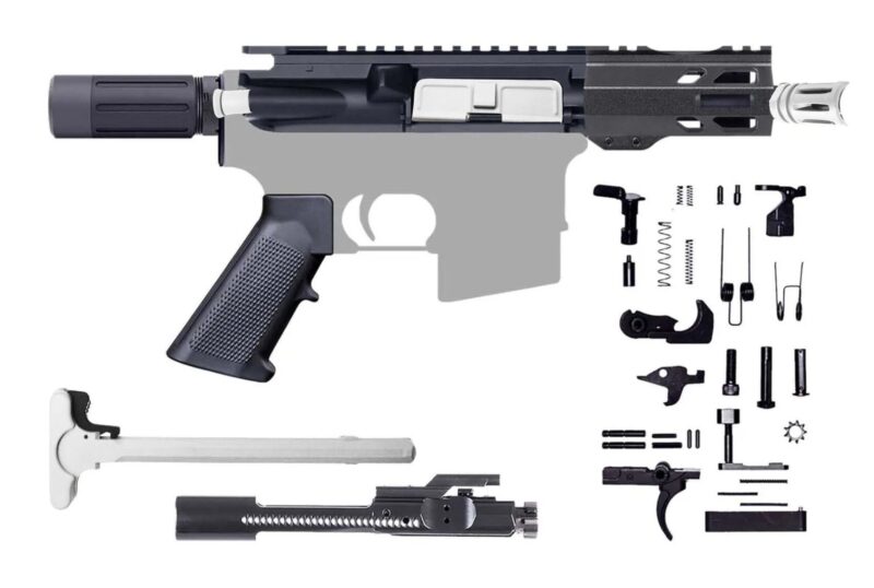 AR-15 Pistol Kit – (PRE-SALE)5 INCH MICRO 5.56 NATO / 1:5 / Micro Buffer / 4 INCH M-LOK Handguard / BCG / Charging Handle / 205-819 WHITE(PRE-SALE)